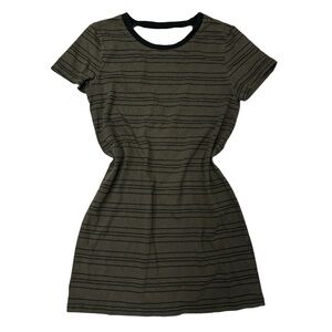 Black and Green Striped Backless Dress